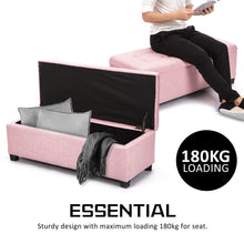 Load image into Gallery viewer, La Bella 102cm Pink Storage Ottoman Stool Fabric
