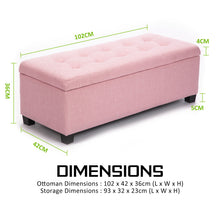 Load image into Gallery viewer, La Bella 102cm Pink Storage Ottoman Stool Fabric
