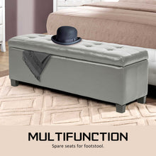 Load image into Gallery viewer, La Bella 102cm Grey Storage Ottoman Stool Leather
