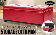 Load image into Gallery viewer, La Bella 102cm Red Storage Ottoman Stool Leather
