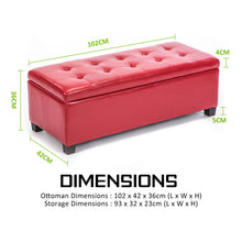 Load image into Gallery viewer, La Bella 102cm Red Storage Ottoman Stool Leather
