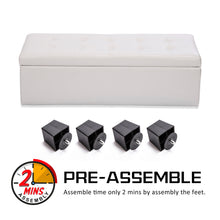 Load image into Gallery viewer, La Bella 102cm Snow White Storage Ottoman Stool Leather
