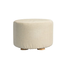 Load image into Gallery viewer, La Bella Beige Fabric Ottoman Round Wooden Leg Foot Stool
