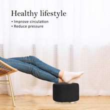 Load image into Gallery viewer, La Bella Black Fabric Ottoman Round Wooden Leg Foot Stool

