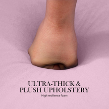 Load image into Gallery viewer, La Bella Pink Round Ottoman Foot Stool Velvet Fabric Metal Leg
