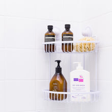 Load image into Gallery viewer, KiahLoc White Double Corner Shelf Removable Suction
