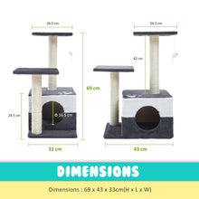 Load image into Gallery viewer, Paw Mate 69cm Grey Cat Tree Mono Multi Level Scratcher

