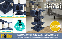 Load image into Gallery viewer, Paw Mate 130cm Blue Cat Tree Soho Multi Level Scratcher
