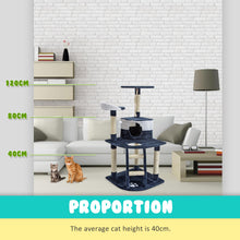 Load image into Gallery viewer, Paw Mate 120cm Blue Cat Tree Bear Multi Level Scratcher
