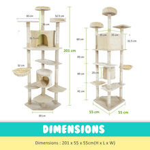 Load image into Gallery viewer, Paw Mate 201cm Beige Cat Tree Parala Multi Level Scratcher
