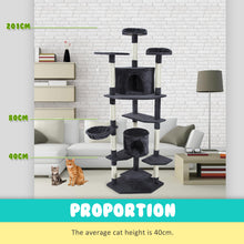 Load image into Gallery viewer, Paw Mate 201cm Grey Cat Tree Parala Multi Level Scratcher
