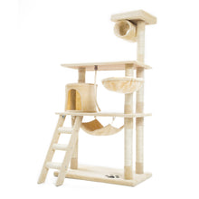 Load image into Gallery viewer, Paw Mate 140cm Beige Cat Tree Maple Multi Level Scratcher
