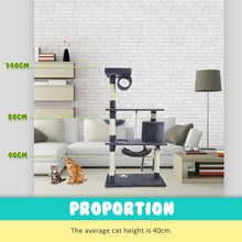 Load image into Gallery viewer, Paw Mate 140cm Grey Cat Tree Maple Multi Level Scratcher

