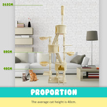 Load image into Gallery viewer, Paw Mate 262cm Beige Cat Tree Paradise Multi Level Scratcher
