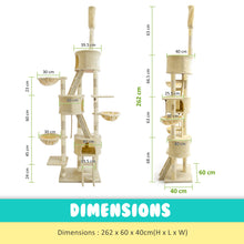 Load image into Gallery viewer, Paw Mate 262cm Beige Cat Tree Paradise Multi Level Scratcher
