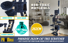 Load image into Gallery viewer, Paw Mate 262cm Blue Cat Tree Paradise Multi Level Scratcher
