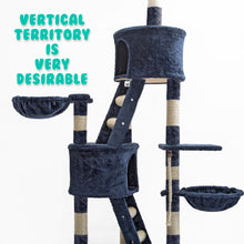 Load image into Gallery viewer, Paw Mate 262cm Blue Cat Tree Paradise Multi Level Scratcher
