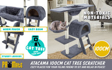Load image into Gallery viewer, Paw Mate 100cm Grey Cat Tree Atacama Multi Level Scratcher

