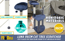 Load image into Gallery viewer, Paw Mate 96cm Blue Cat Tree Luna Multi Level Scratcher
