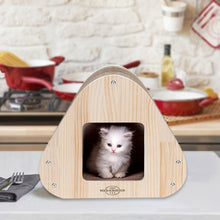 Load image into Gallery viewer, Yaomi Wood Triangle Cat Scratcher Sofa Pet Bed
