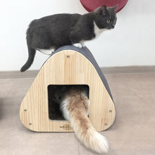 Load image into Gallery viewer, Yaomi Wood Triangle Cat Scratcher Sofa Pet Bed
