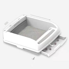 Load image into Gallery viewer, Large Cat Litter Tray Box Kitty Toilet with Rack Scoop &amp; Drawer-Style Cleaning Box White
