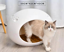 Load image into Gallery viewer, Medium Cave Cat Kitten Box Igloo Cat Bed House Dog Puppy House White
