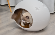 Load image into Gallery viewer, Medium Cave Cat Kitten Box Igloo Cat Bed House Dog Puppy House White
