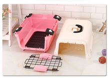 Load image into Gallery viewer, Medium Portable Plastic Dog Cat Pet Pets Carrier Travel Cage With Tray-Pink
