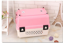 Load image into Gallery viewer, Medium Portable Plastic Dog Cat Pet Pets Carrier Travel Cage With Tray-Pink
