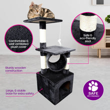 Load image into Gallery viewer, Pet Basic 3 Level Cat Scratch Tree &amp; Playhouse Fun Climb Rest 92 x 35cm

