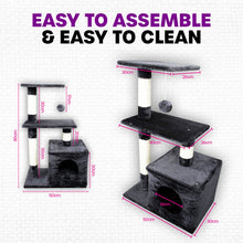 Load image into Gallery viewer, Pet Basic 3 Level Cat Scratching Tower &amp; Playhouse Scratch 80 x 40 x 50cm
