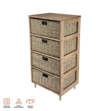 Load image into Gallery viewer, Home Master 4 Drawer Natural Seagrass Wooden Storage Chest Stylish 85cm
