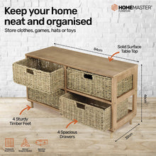 Load image into Gallery viewer, Home Master 4 Drawer Natural Seagrass Wooden Storage Chest Stylish 46cm
