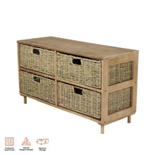 Load image into Gallery viewer, Home Master 4 Drawer Natural Seagrass Wooden Storage Chest Stylish 46cm
