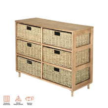 Load image into Gallery viewer, Home Master 6 Drawer Natural Seagrass Wooden Storage Chest Stylish 66cm
