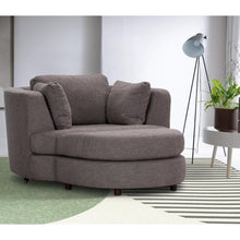 Load image into Gallery viewer, Sunshine Single Sofa Love Chair Fabric Swivel Armchair Ottoman Set - Grey
