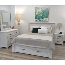 Load image into Gallery viewer, Foxglove Bed Frame Queen Size Timber Mattress Base With Storage Drawers - White
