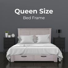 Load image into Gallery viewer, Foxglove Bed Frame Queen Size Timber Mattress Base With Storage Drawers - White

