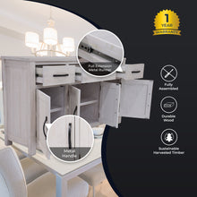 Load image into Gallery viewer, Foxglove Buffet Table 158cm 4 Door 3 Drawer Solid Mt Ash Timber Wood - White
