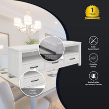 Load image into Gallery viewer, Foxglove ETU Entertainment TV Unit 166cm 3 Drawer Solid Mt Ash Wood - White
