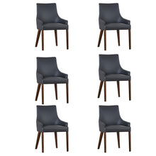Load image into Gallery viewer, Tuberose Dining Chair Set of 6 PU Leather Solid Acacia Wood Furniture Dark Grey
