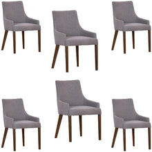 Load image into Gallery viewer, Tuberose Dining Chair Set of 6 Fabric Seat Solid Acacia Wood Furniture - Grey
