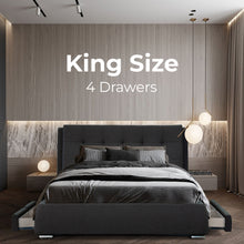 Load image into Gallery viewer, Kiama King Size Bed Frame Timber Mattress Base With Storage Drawers - Grey

