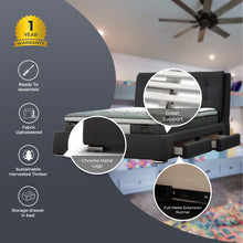 Load image into Gallery viewer, Kiama Double Size Bed Frame Timber Mattress Base With Storage Drawers - Grey
