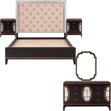 Load image into Gallery viewer, Scarlet 5pc Queen Bed Frame Bedroom Suite Timber Bedside Dresser Mirror Package
