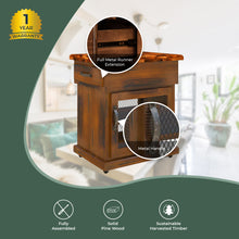 Load image into Gallery viewer, Umber Kitchen Work Bench Storage Trolley Solid Pine Wood Portable Cart Wheels
