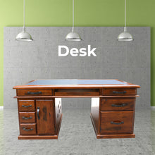 Load image into Gallery viewer, Umber Study Computer Desk 165cm Office Executive Table Solid Wood - Dark Brown
