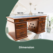 Load image into Gallery viewer, Umber Study Computer Desk 165cm Office Executive Table Solid Wood - Dark Brown
