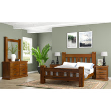 Load image into Gallery viewer, Umber 4pc Queen Bed Frame Suite Bedside Tallboy Furniture Package - Dark Brown
